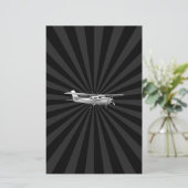 Flugzeuge Cessna Silhouette Flug Black Burst Briefpapier (Stehend Vorderseite)