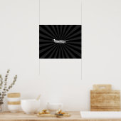 Flugzeuge Cessna Silhouette Flug Black Burst Poster (Küche)