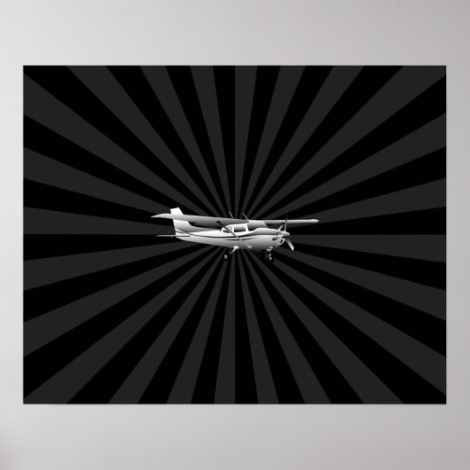 Flugzeuge Cessna Silhouette Flug Black Burst Poster (Vorne)