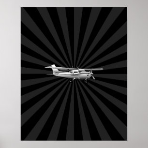 Flugzeuge Cessna Silhouette Flug Black Burst Poster