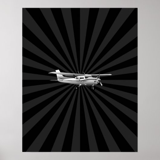 Flugzeuge Cessna Silhouette Flug Black Burst Poster (Vorne)
