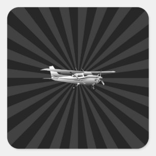 Flugzeuge Cessna Silhouette Flug Black Burst Quadratischer Aufkleber