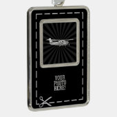 Flugzeuge Cessna Silhouette Flug Schwarzer Sonnenb Rahmen-Ornament Silber (Rechts)