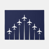 Flugzeuge, die in Formation Navy Blue und White fl Fußmatte (Vorderseite)