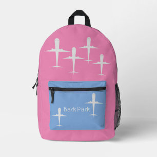 Flugzeuge, die Kids Blue Pink mit Personalisiertem Bedruckter Rucksack