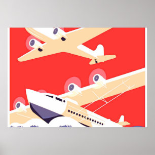 Flugzeuge fliegen Vintage-Propeller Poster