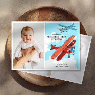 Flugzeuge Fotos Neue Baby-Ankündigung Einladung