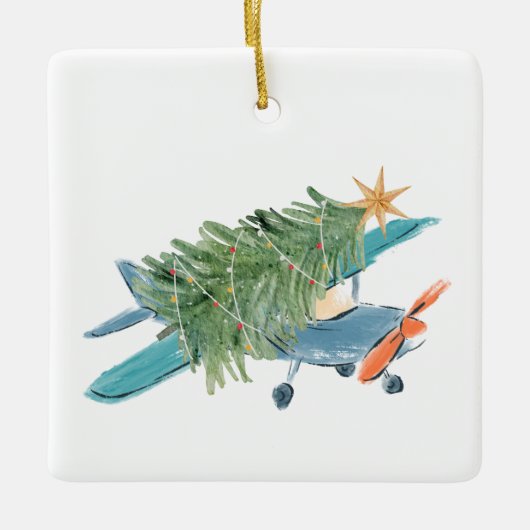 Flugzeuge für Weihnachtsbaum und Foto Einfache Luf Keramikornament (Vorderseite)