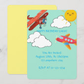 FLUGZEUGE GEBURTSTAGLICHE EINLADUNGSBOYS, DIGITAL EINLADUNG (Vorne/Hinten)