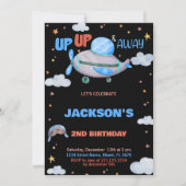 Flugzeuge Geburtstagseinladungen Brawn Blue Black Einladung (Vorderseite)