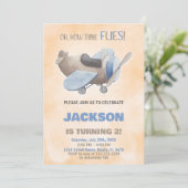 Flugzeuge Geburtstagseinladungen Brown Gray Einladung (Stehend Vorderseite)