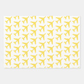 Flugzeuge Gelb-Rosa-Reisen Pilot Spaß Geschenkpapier Set (Vorderseite)