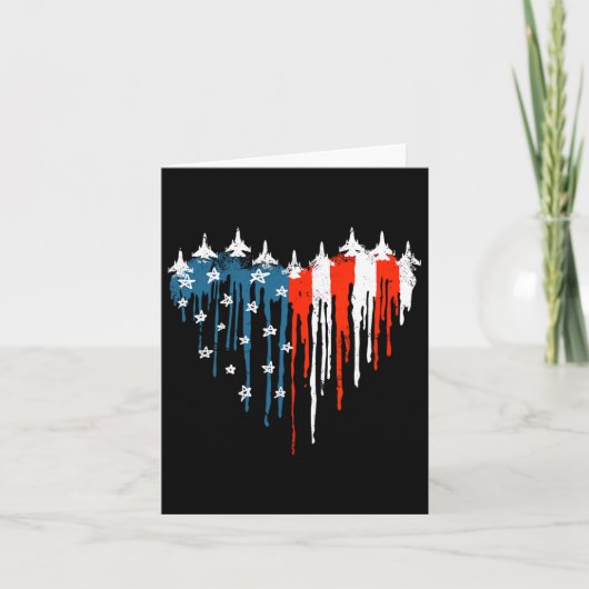 Flugzeuge Herz rot-blaue Flagge 4. Karte (Vorderseite)