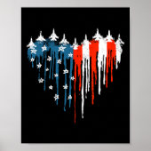 Flugzeuge Herz rot-blaue Flagge 4. Poster (Vorne)