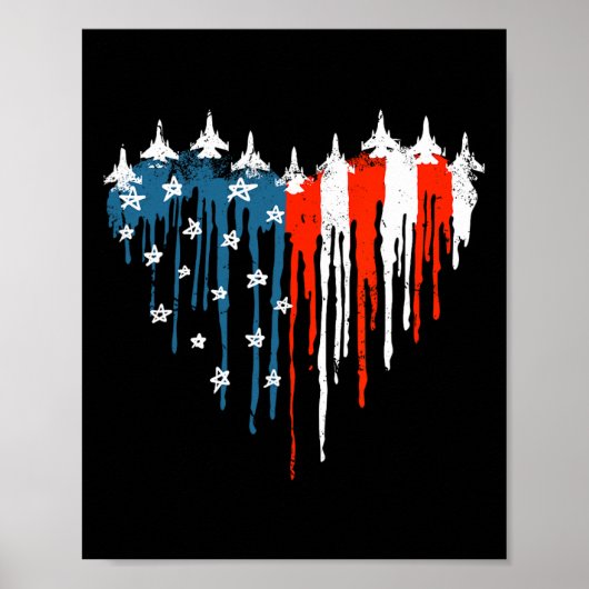 Flugzeuge Herz rot-blaue Flagge 4. Poster (Vorne)