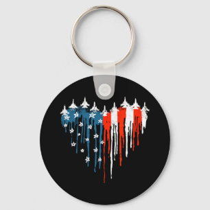 Flugzeuge Herz rot-blaue Flagge 4. Schlüsselanhänger