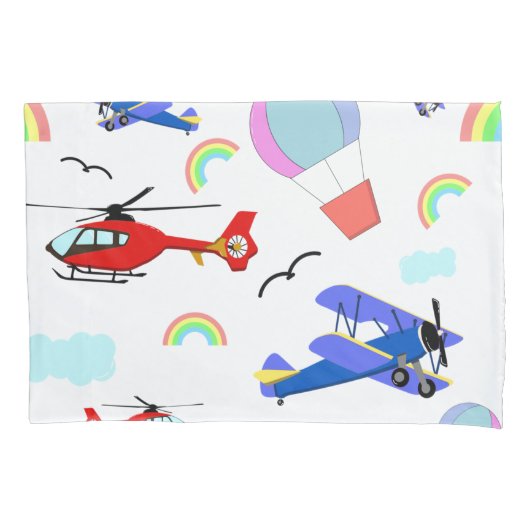 Flugzeuge, Hubschrauber und Balloons Kissenbezug (Vorderseite)