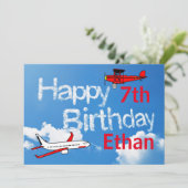 Flugzeuge im Sky - Einladung von Jungs zum Geburts (Stehend Vorderseite)