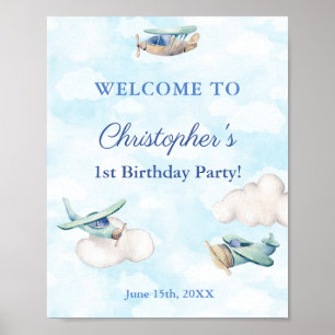Flugzeuge in Wolken Sky Geburtstagsparty Willkomme Poster