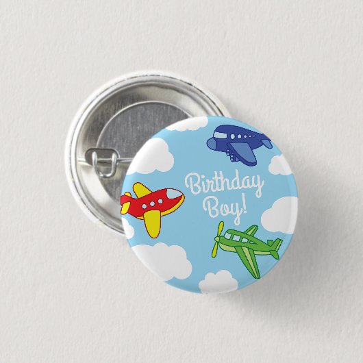Flugzeuge Jets Birthday Boy Abzeichen Button Butto (Vorne & Hinten)