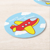 Flugzeuge jets Niedliche Kinderpartei Runder Pappuntersetzer (Angewinkelt)