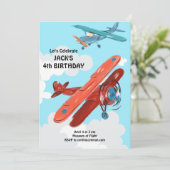 Flugzeuge Kind Geburtstag Einladung (Stehend Vorderseite)