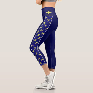 Flugzeuge mit blass gelbem Flugzeug Capri Leggings