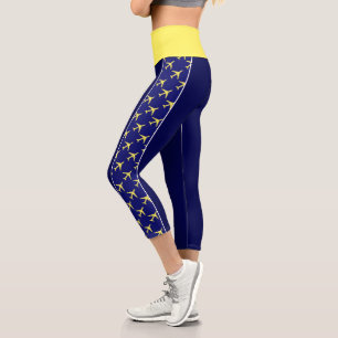 Flugzeuge mit blass gelbem Flugzeug Capri Leggings