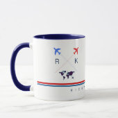 Flugzeuge monogramm, Fluggesellschaft reisen ameri Tasse (Links)