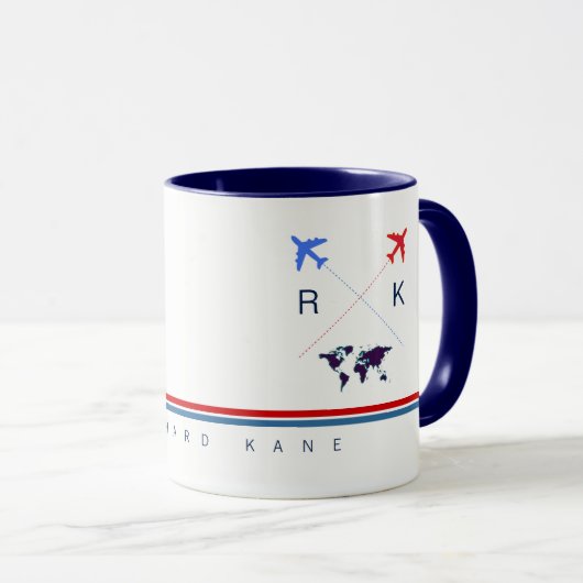Flugzeuge monogramm, Fluggesellschaft reisen ameri Tasse (VorderseiteRechts)