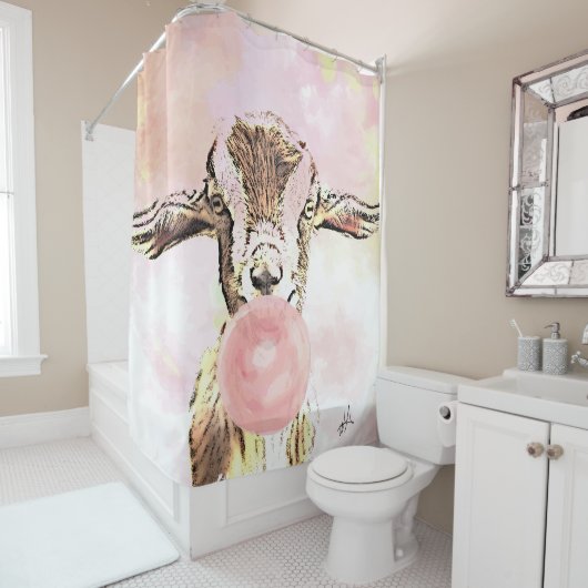 Flugzeuge Ohrziegenblasen mit Bubblegum Duschvorhang (Beispiel)