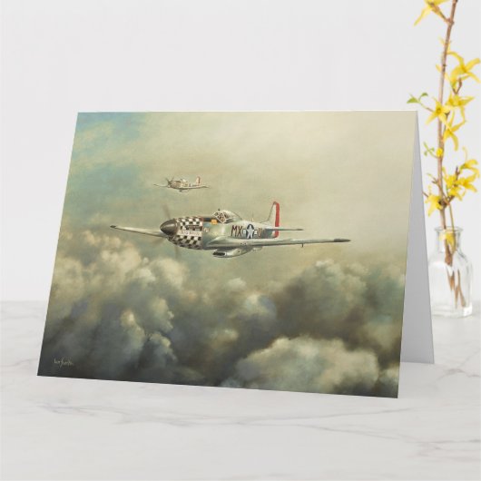 Flugzeuge - P51D Mustang-Gruß-Karte Karte (Gelbe Blume)