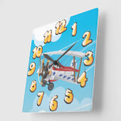 Flugzeuge Quadratische Wanduhr (Winkel)