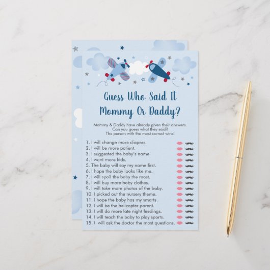 Flugzeuge Stars Wolken Ratgeber, wer sagte es Baby (Vorderseite/Rückseite Beispiel)