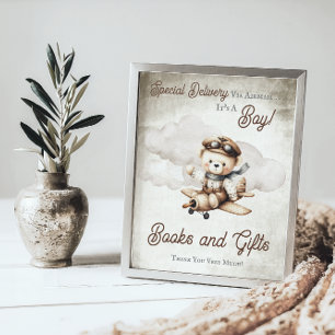 Flugzeuge Teddy Bärendusche Favorit Zeichen Poster