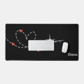 Flugzeuge und Herz für einfache Flugreisen individ Schreibtischunterlage (Tastatur & Maus)