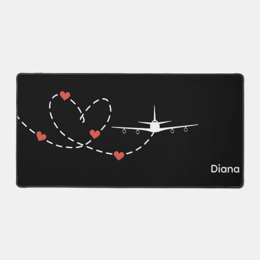 Flugzeuge und Herz für einfache Flugreisen individ Schreibtischunterlage (Vorderseite)