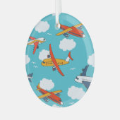 Flugzeuge und Wolken, nahtlose Kinderhütte Ornament Aus Glas (Vorderseite links)
