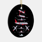 Flugzeuge Weihnachtsbaum Pilot Frohe Weihnachten W Keramik Ornament (Rechts)
