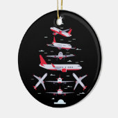 Flugzeuge Weihnachtsbaum Pilot Frohe Weihnachten W Keramik Ornament (Links)