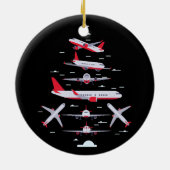 Flugzeuge Weihnachtsbaum Pilot Frohe Weihnachten W Keramik Ornament (Hinten)