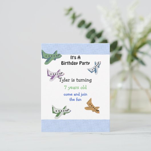 Flugzeuge zum Geburtstag Einladung (Stehend Vorderseite)