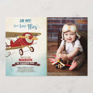 Flugzeuge zum Geburtstag Einladung Zeit fliegt Flu