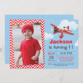 Flugzeugeinladung zum Geburtstag. Geburtstagsparty Einladung (Vorne/Hinten)