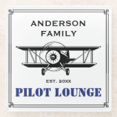 Flugzeugfamilie Pilot Lounge Personalisiert Glasuntersetzer (Vorderseite)