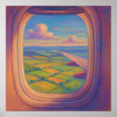 Flugzeugfensterlandschaft - farbenfroher Pastellst Poster (Vorne)
