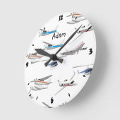 Flugzeugflugzeuge Runde Wanduhr (Winkel)