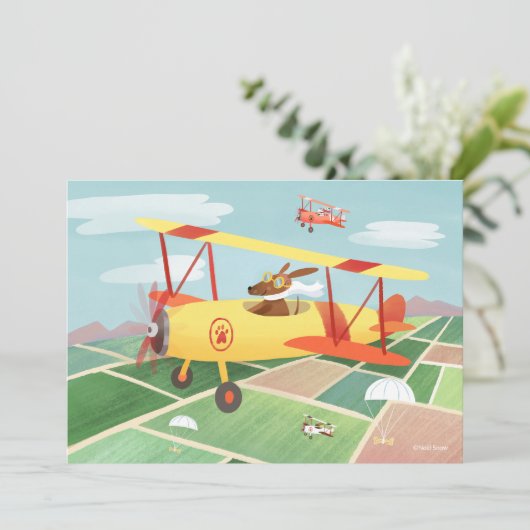 Flugzeugführerhunde DIY Blank Einladung (Stehend Vorderseite)