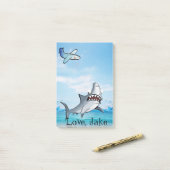 Flugzeughai Blau nach der Notiz (Auf Schreibtisch)