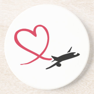 Flugzeugherz-Liebe Sandstein Untersetzer